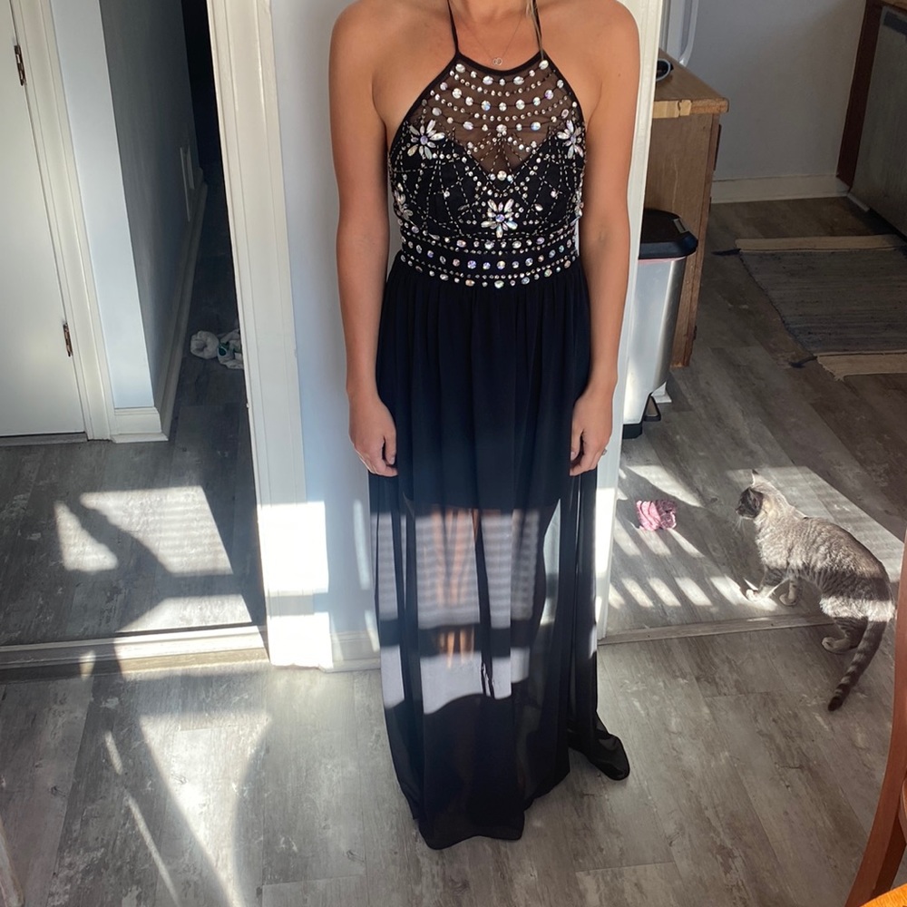 Black Sequined top Prom Dress